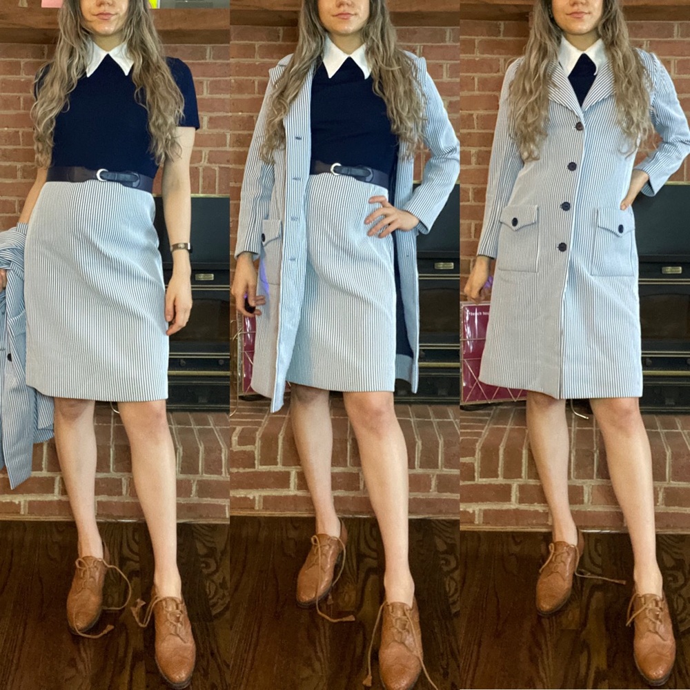 Vintage Butte Knit Matching Set Stretch Ribbed Short Sleeve Dress Pea Co… - Picture 1 of 16